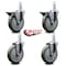 Service Caster 5'' Gray Polyurethane Wheel Swivel 7/8'' Square Stem Caster Set 2 Brakes, 4PK SCC-SQ20S514-PPUB-GRY-PLB-78-2-S-2 - alternate 3